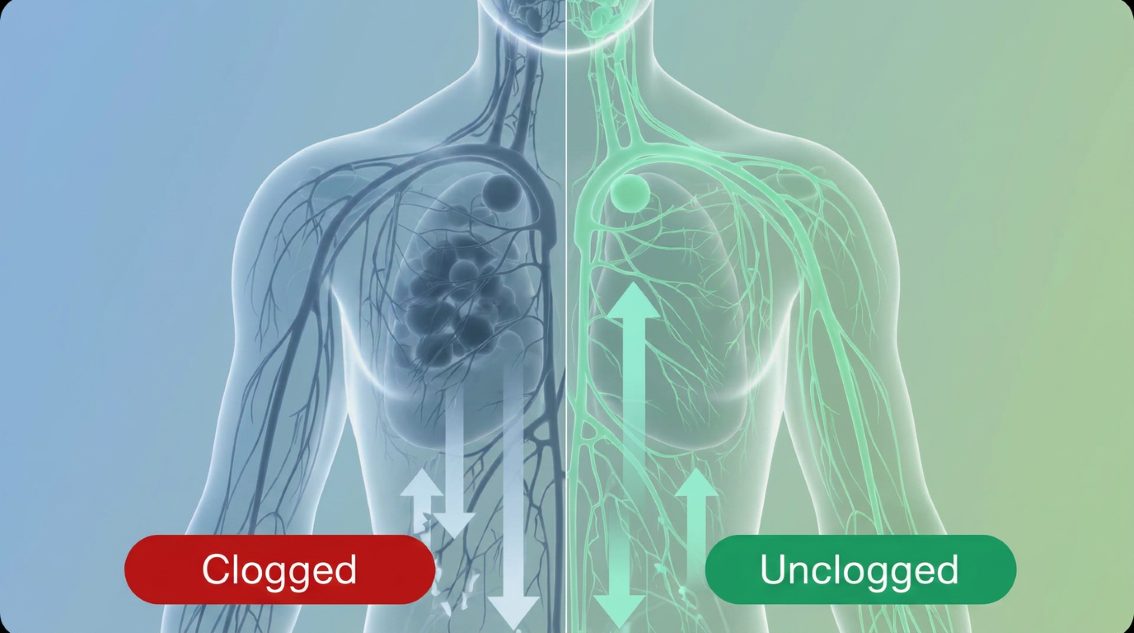 Clogged versus unclogged lymphatic flow